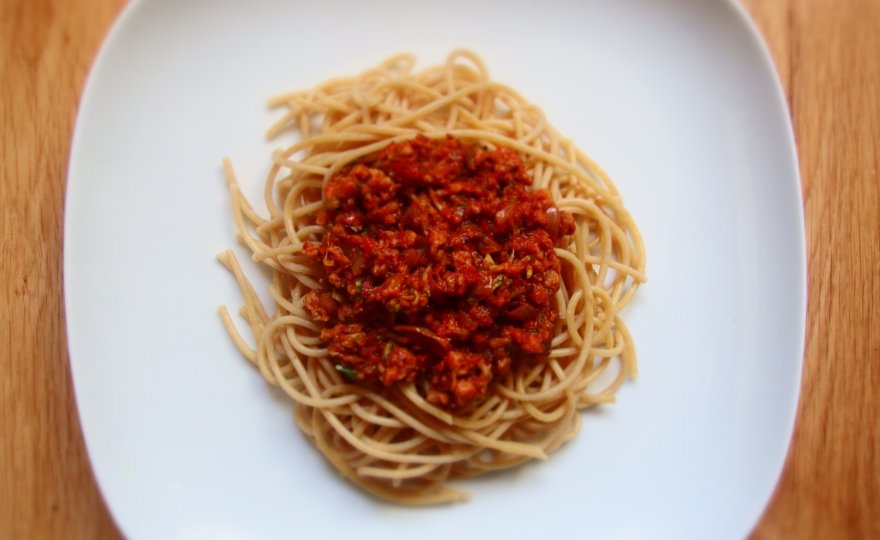 Vegánske bolonské špagety